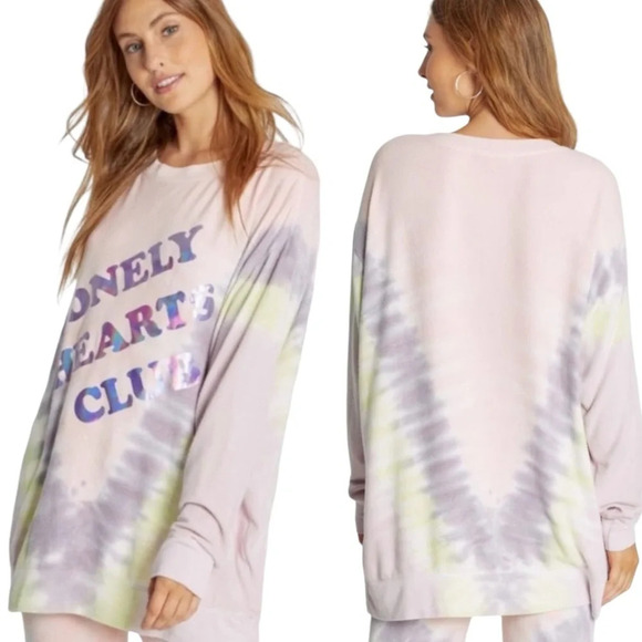 Wildfox Lonely Hearts Club Aurora Tie Dye Roadtrip Sweatshirt Women Small NWT - Picture 2 of 15
